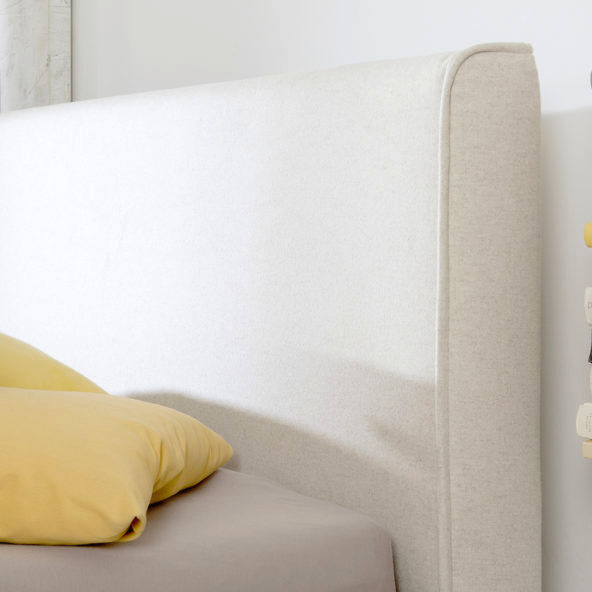 Copritesta Per Letto Matrimoniale In Velluto Beige 180x75 Cm - Anticollisione Con Tasca Laterale