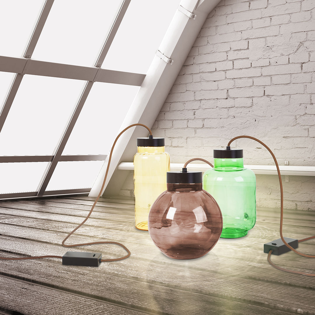 Lampada da tavolo RAW LedsC4 in acciaio / in vetro / moderna