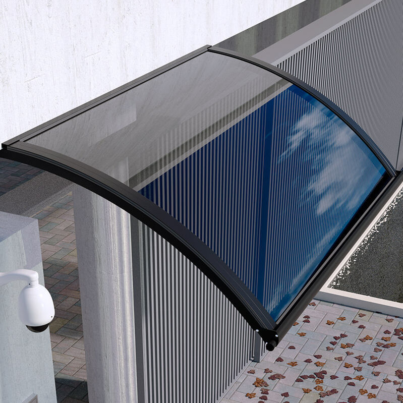 VERDELOOK Naxos Pensilina In Policarbonato - 150x100 Cm, Struttura Nero E Copertura Satinata