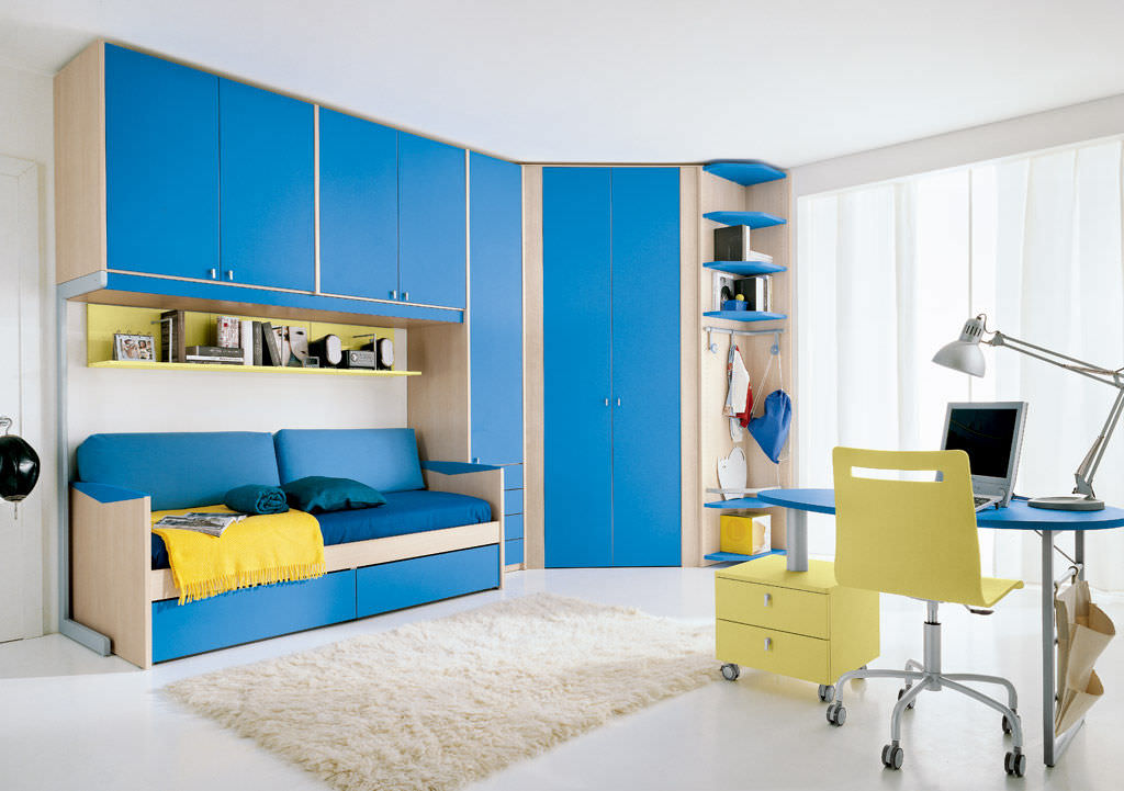 Mesana Letto Per Bambini In Legno, 100x135 Cm, Colore Blu - 2