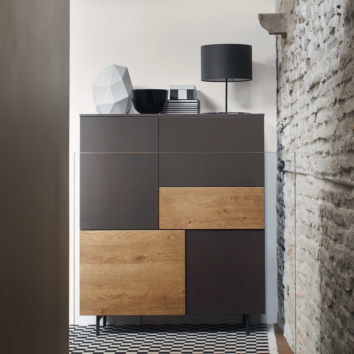 Credenza alta INCONTRO C5C01 C5C02 moderna / in rovere / impiallacciata in legno