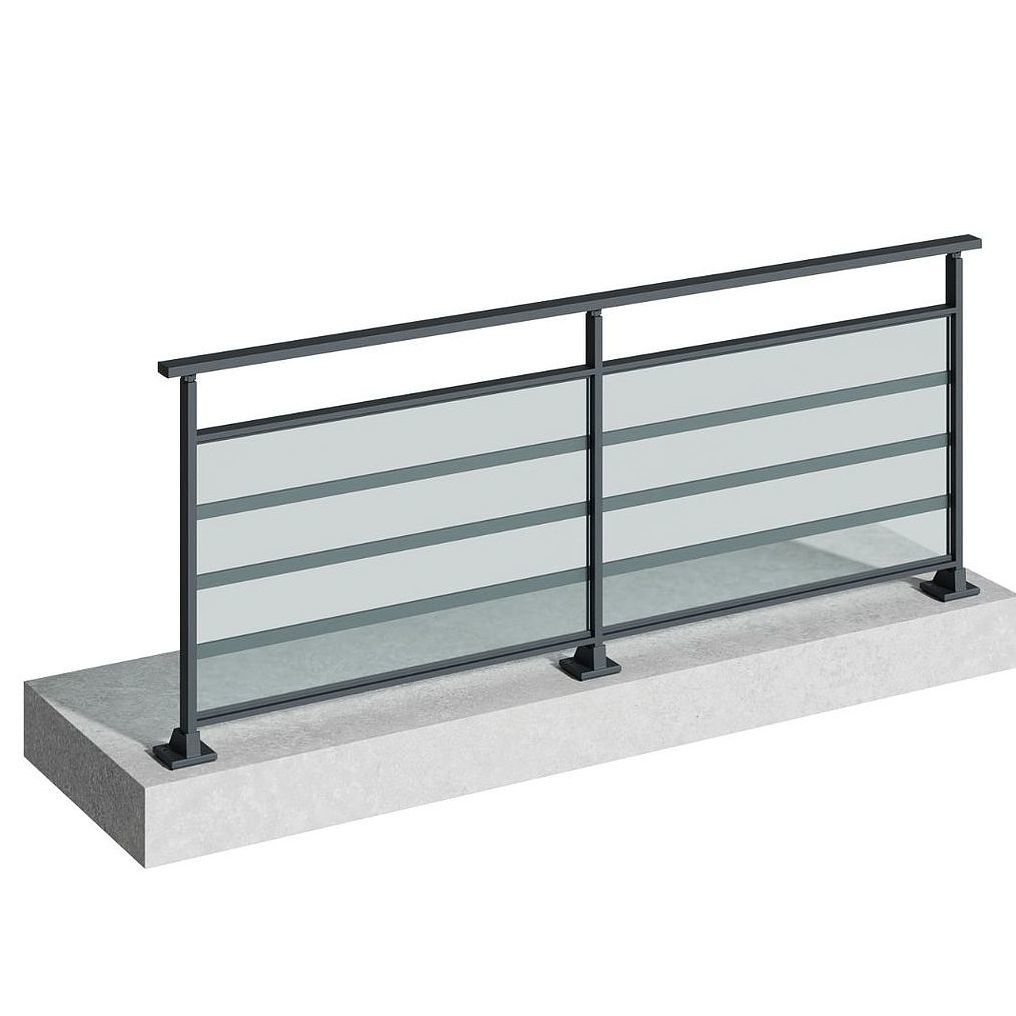 Balcone Ringhiera in vetro in acciaio inox all'aperto con vetro temperato blu