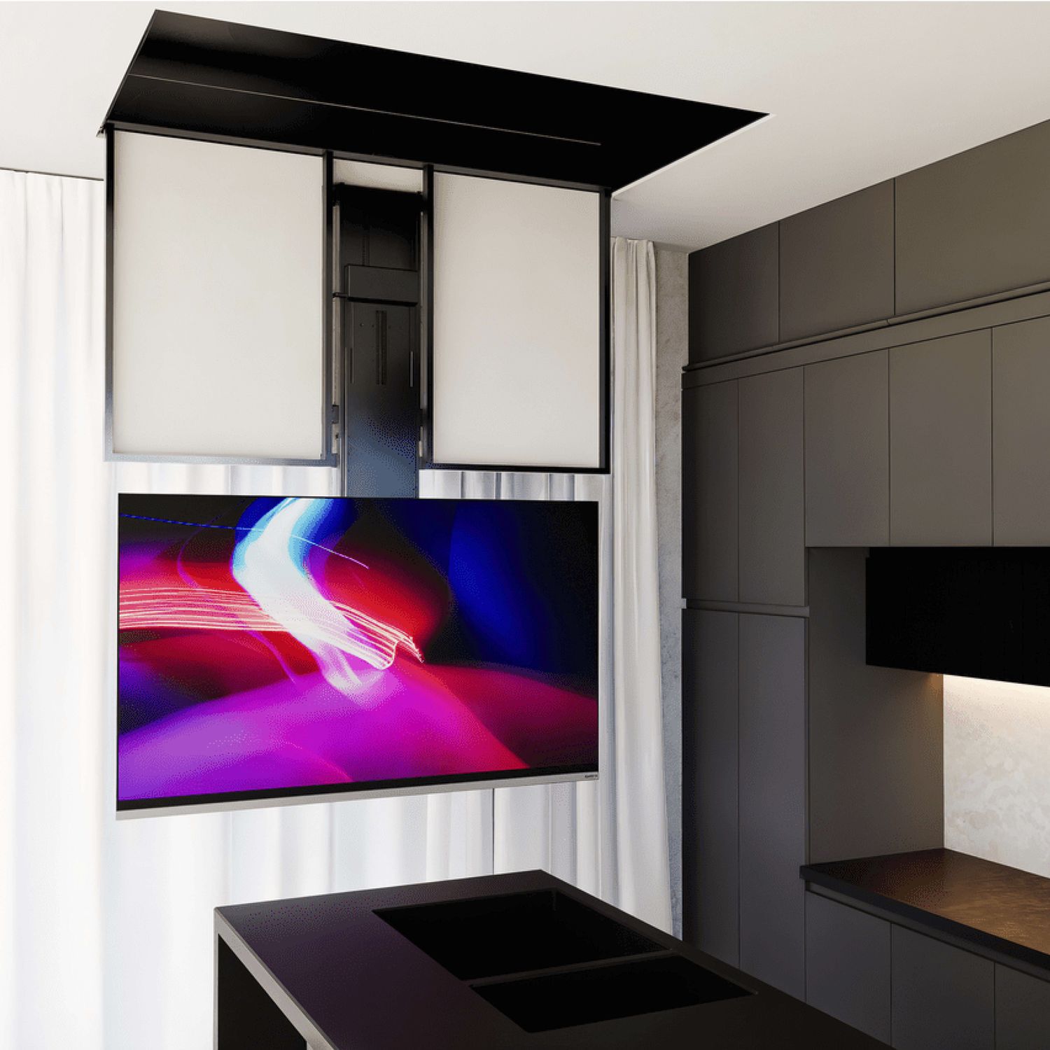 staffa tv da soffitto motorizzata