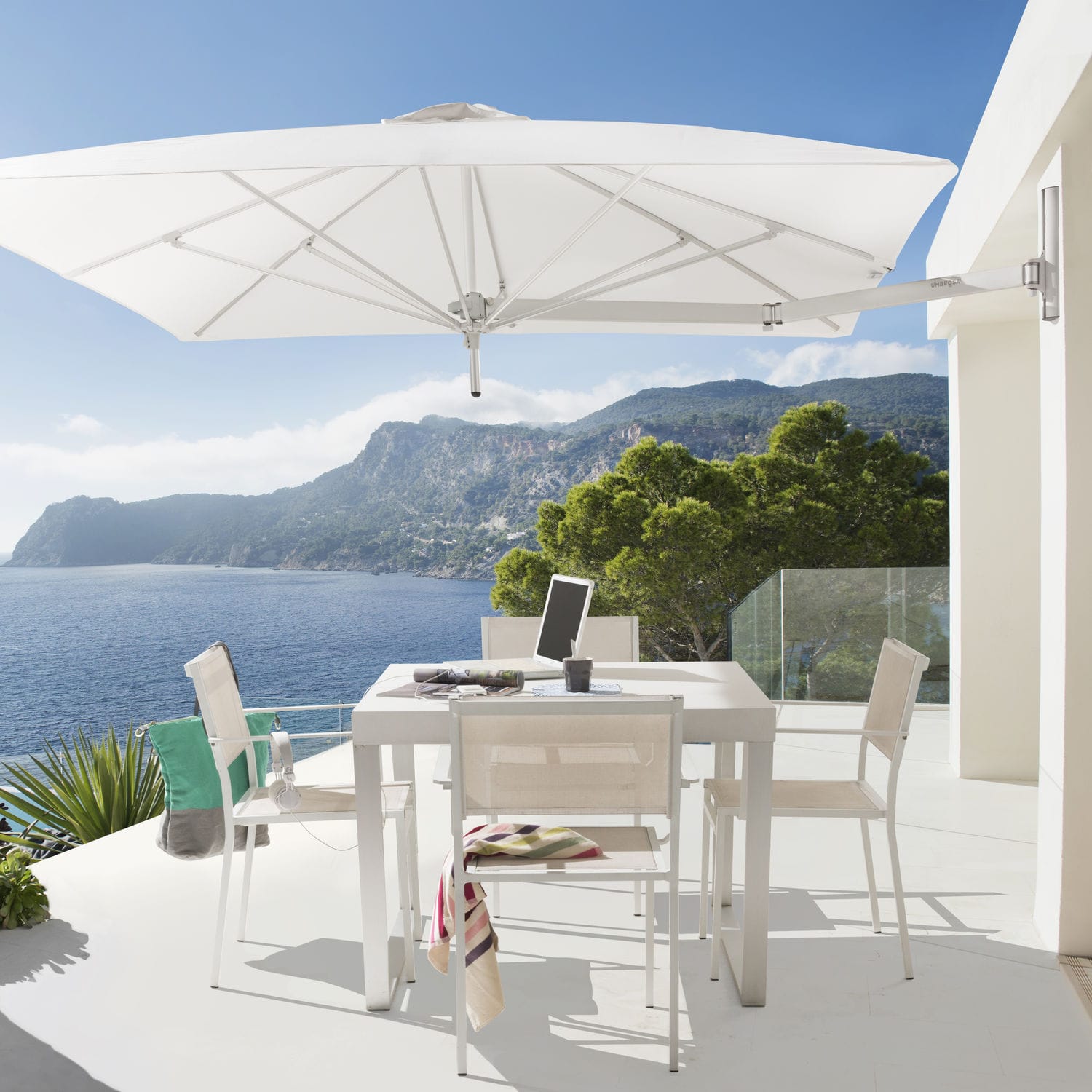 Ombrellone Quadrato Con Base Incrociata Con Palo In Alluminio Ombrellone Con Inclinazione Regolabile Grigio 90230895