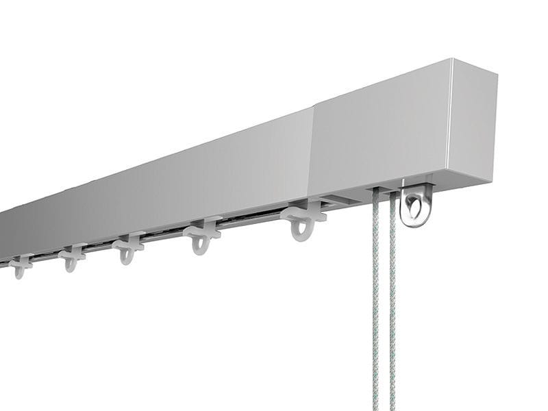 Asta Per Tenda 19 Mm 2 Vie Fissaggio A Soffitto - Effetto Acciaio Inox - Lunghezza 180 Cm