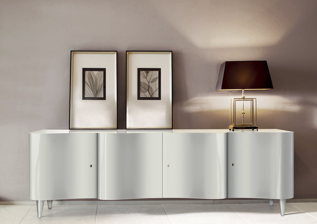 Credenza moderna WAVE DOM edizioni in legno laccato / in ebano / bianca