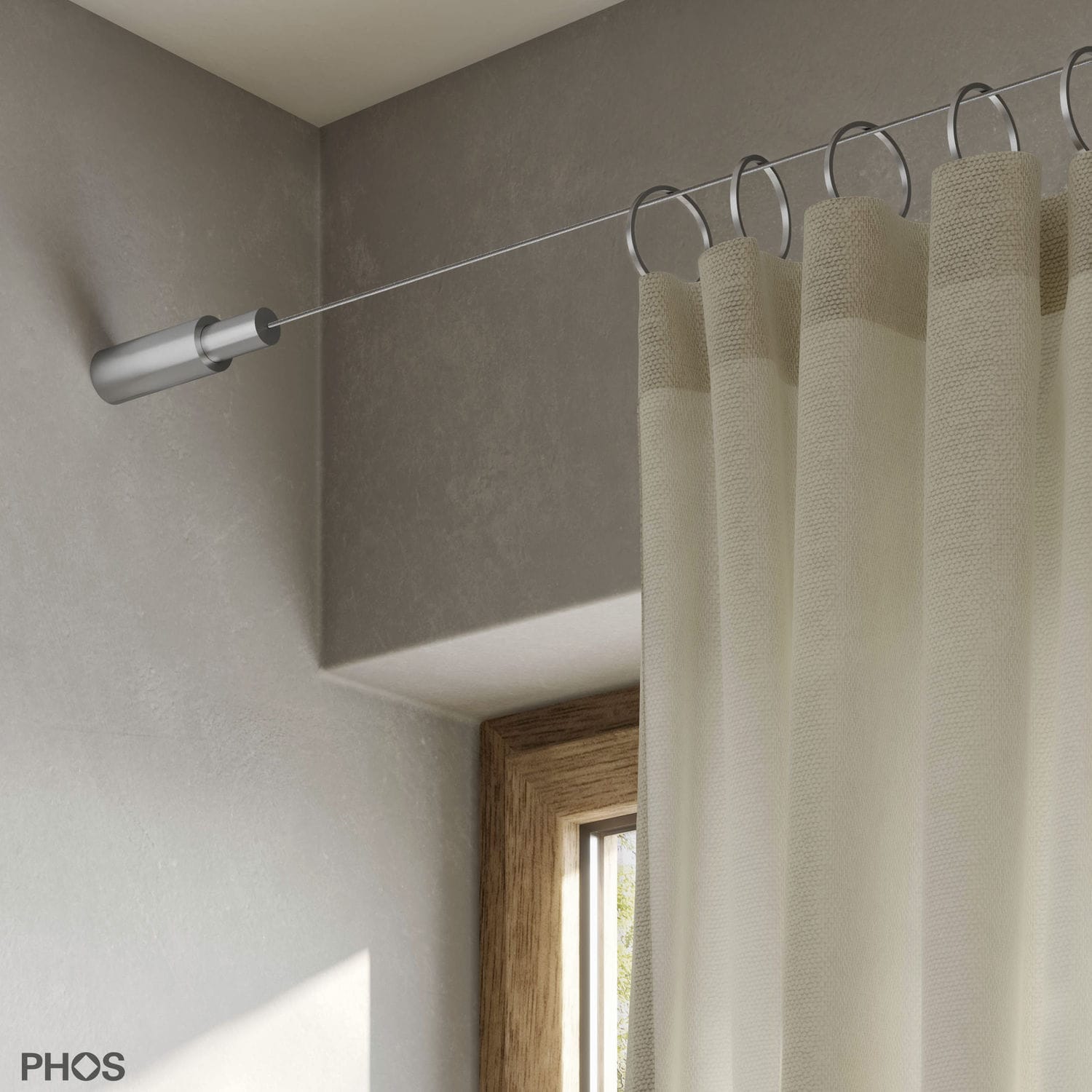 MDEKOR Asta per tende a 2 binari, 400 cm, asta di passaggio, montaggio a soffitto, in acciaio inox, effetto spazzolato