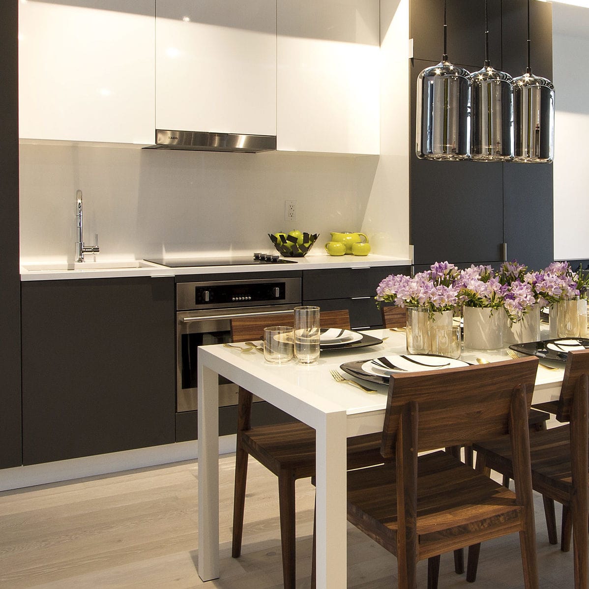 Cucina moderna BOWERY AYA kitchens in melaminico / con isola / a L