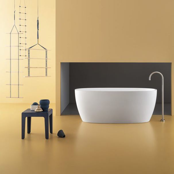 Set Bagno Lana 4 Pezzi In Poliresina Bianca: Dispenser, Bicchiere, Portasapone E Scopino, Design Moderno
