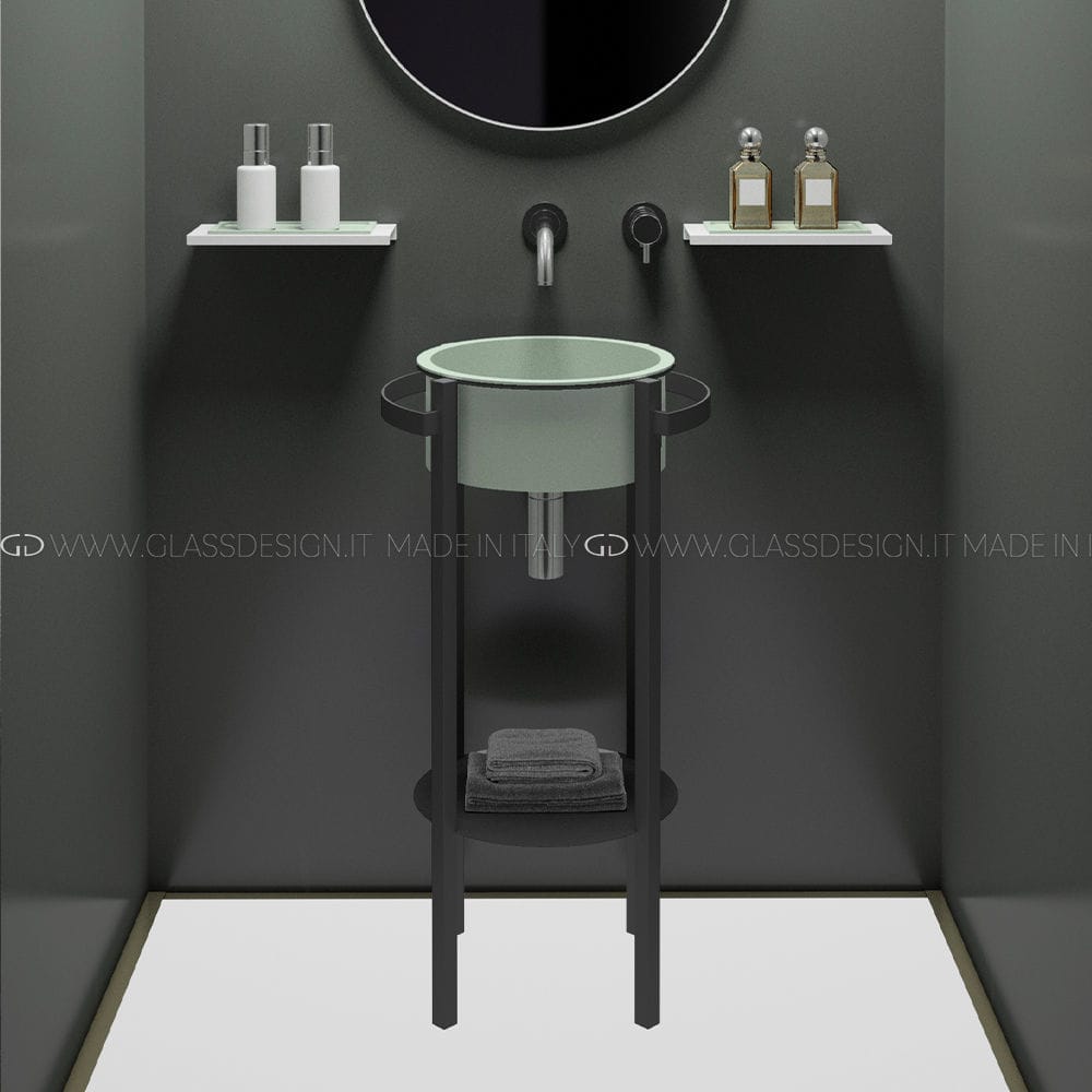 Mobile lavabo da appoggio TONDO PLUS/TONDO COMPACT GLASS DESIGN Srl in acciaio