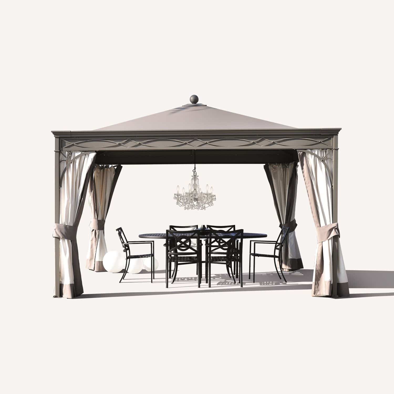 Gazebo in ferro battuto PRESTIGE UNOSIDER tetto in tela / contract