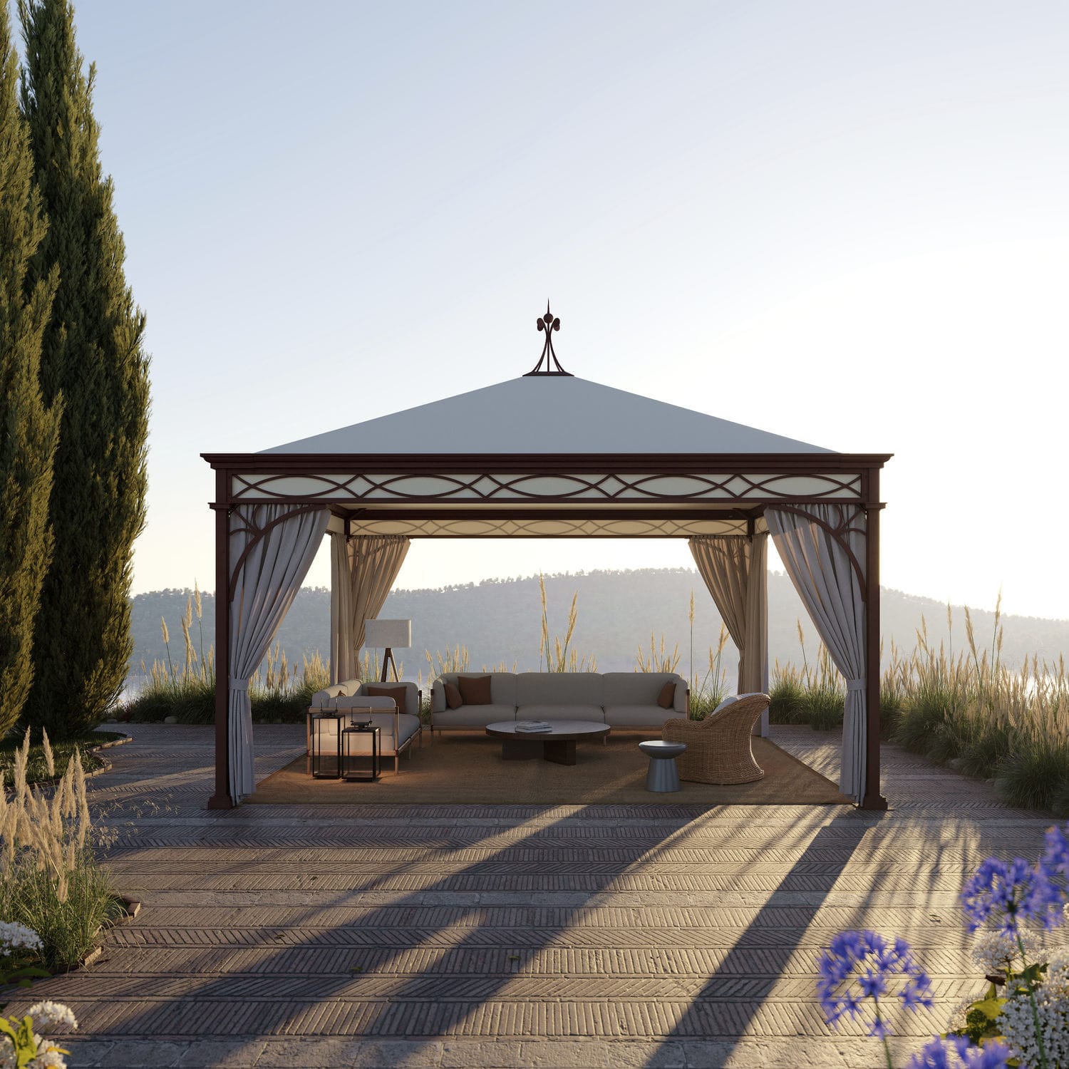 Gazebo Nizza 3×3 Mt – Struttura In Ferro E Copertura In PVC – Per Giardino E Terrazzo