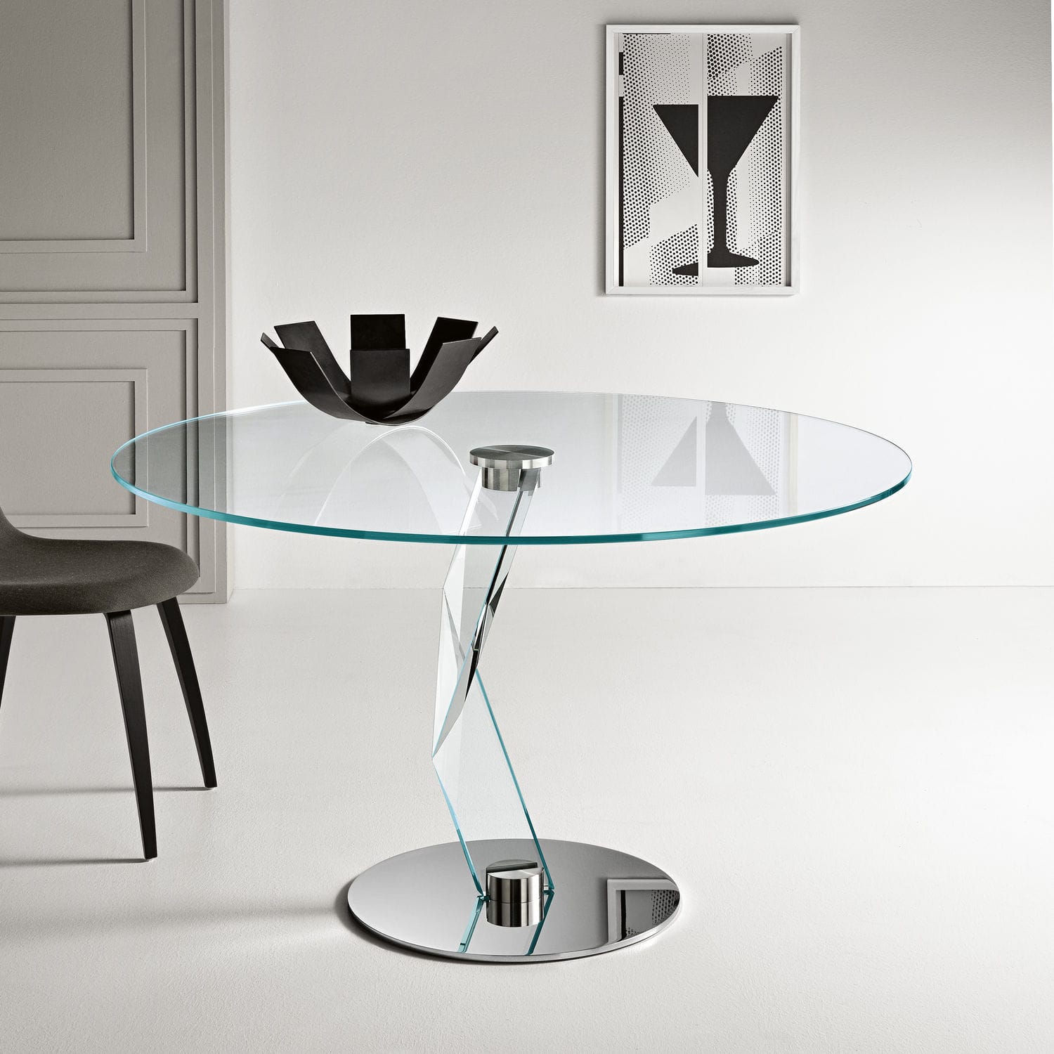 HOOZ Tavolo Da Pranzo In Vetro Temperato Nero, 110x70x75 Cm, Base In Metallo, Design Moderno, Vetro Di Sicurezza 6 Mm Con Bordo Sfaccettato