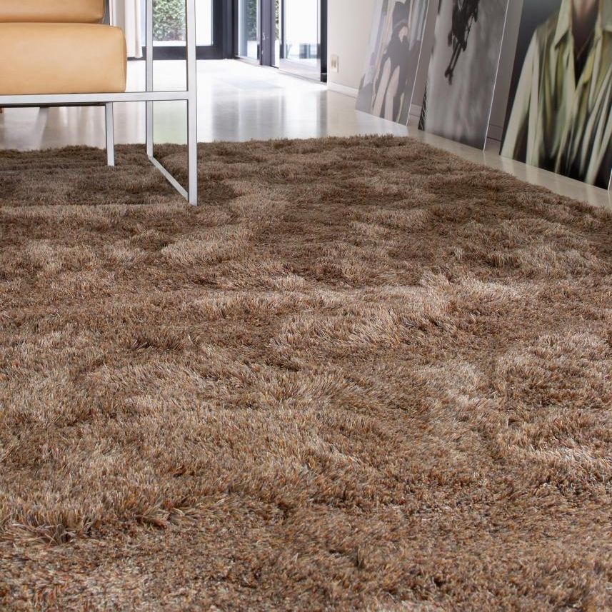 Tappeto Moderno Motivo Foglie Ottohome - 100x150 Cm, Marrone, Fondo In Gomma, Certificato OEXO-TEX