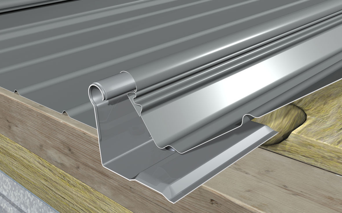 Copertura in metallo / in lamiera grecata / con giunti a doppia