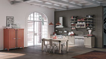 Cucina moderna / in legno / a L / con impugnature