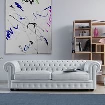 Divano chesterfield / bianco / in tessuto...