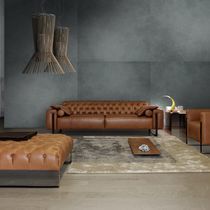 Divano chesterfield / marrone / in tessuto...