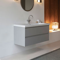 Lavabo sospeso / in ceramica / 2 fori /...