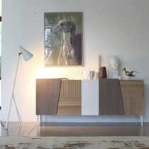 Credenza moderna / in legno laccato / bianca...