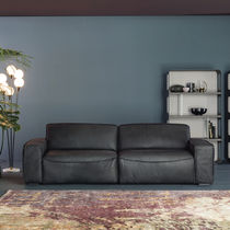 Divano moderno / in pelle / 3 posti / grigio