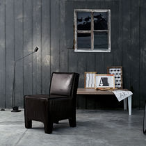 Poltrona moderna / in pelle / in legno /...