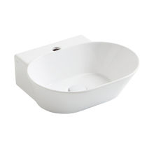 Lavabo sospeso / ovale / in ceramica / moderno