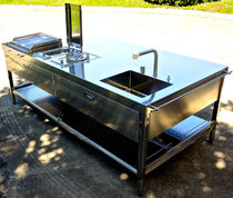 Cucina moderna / in acciaio inox / con isola...