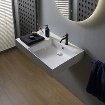 Lavabo sospeso / in ceramica / con piano...