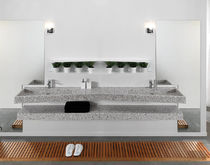 Lavabo doppio / sospeso / in pietra / rettangolare