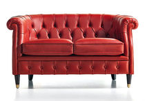 Divano chesterfield / rosso / in pelle /...