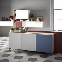Credenza moderna / in legno laccato / grigia...