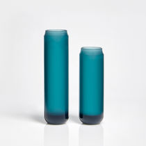 Vaso moderno / in cristallo / blu