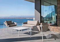 Divano moderno / da giardino / beige / con...