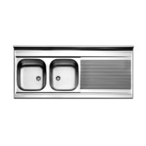 Lavello a 2 vasche / in acciaio inox / con...