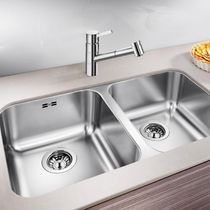 Lavello a 2 vasche / in acciaio inox / sottotop...