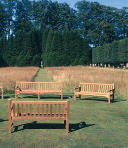 panca da giardino / classica / in teak / con schienale