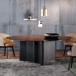 tavolo da pranzo moderno / impiallacciato in legno / in MDF / in vetro fumè