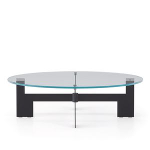 tavolino basso moderno / in vetro / in metallo / con supporto in metallo