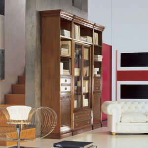 libreria modulare / classica / in legno massiccio / vetrata
