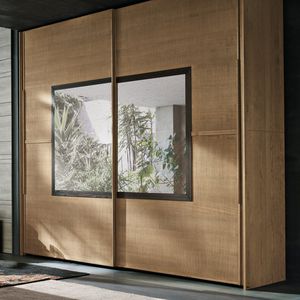 armadio moderno / in legno massiccio / a porte scorrevoli / a specchio