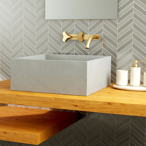 lavabo da appoggio / rettangolare / in calcestruzzo / moderno