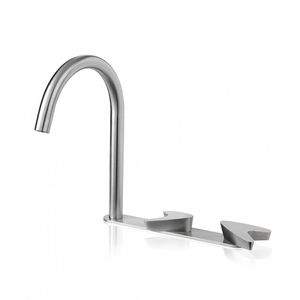 miscelatore doppio comando per lavabo / da appoggio / in acciaio inox / da bagno