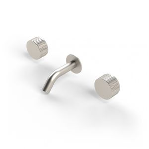miscelatore doppio comando per lavabo / da parete / in acciaio / da bagno