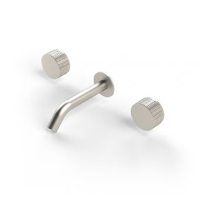 miscelatore doppio comando per lavabo / da parete / in acciaio / da bagno