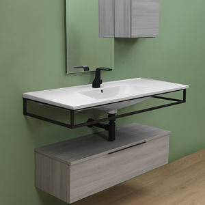 lavabo sospeso / rettangolare / in ceramica / moderno