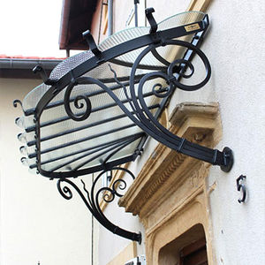 pensilina da ingresso / in ferro modellato / in vetro