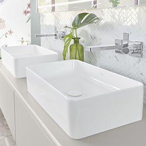 lavabo da appoggio / rettangolare / in ceramica / moderno