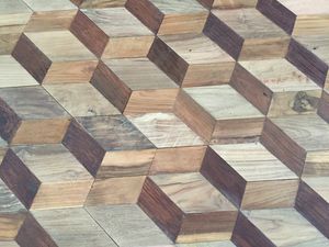 pannello decorativo in teak / da parete / a effetto dimensionale / in materiale riciclato