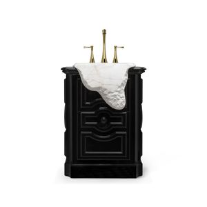 mobile lavabo da appoggio / in legno laccato / moderno / con cassetti